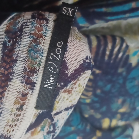 NIC+ZOE Floral Cardigan Sweater Leaf Lightweight Cotton Knit Blue Green Ivory - Picture 5 of 6